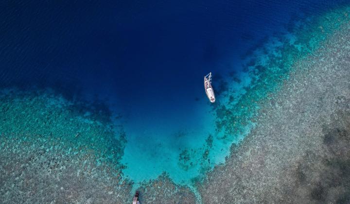 oyster at anchor in remote location