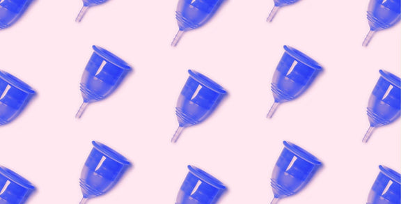 Several blue menstrual cups wallpaper
