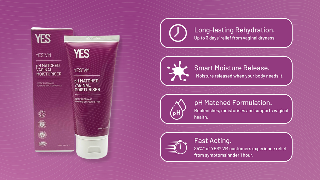 YES VM vaginal moisturiser packaging and benefits