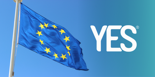 European Union flag next to the YES logo