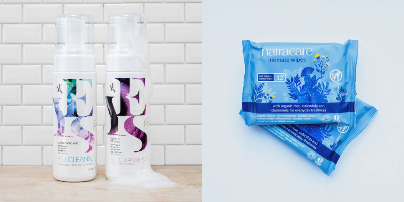 YES Cleanse and Natracare intimate wipes